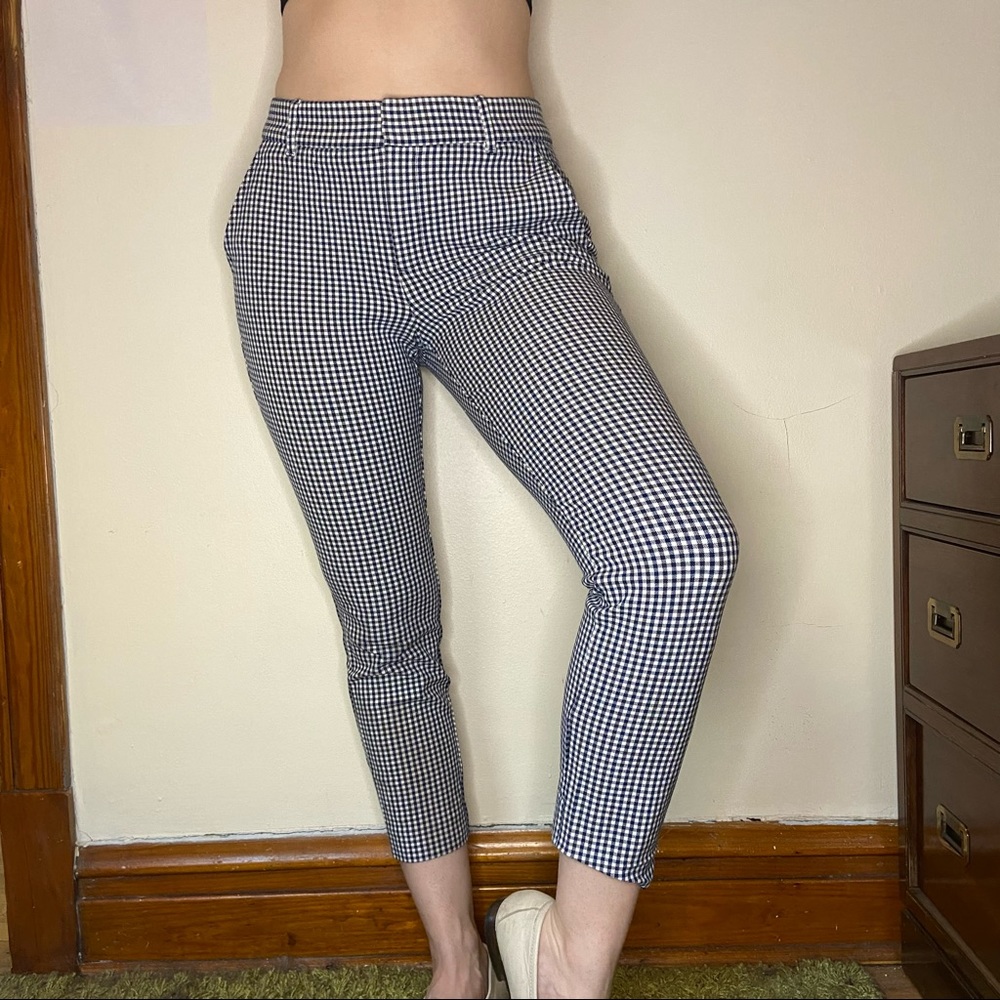Blue and white gingham Gap trousers